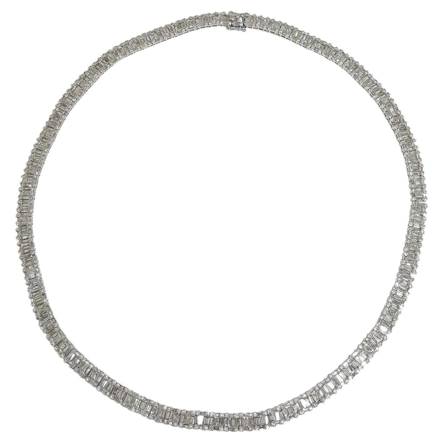 Round Cut White Gold Unisex 20.52 ct Total Weight Round Brilliant & Baguette Cut Diamonds  For Sale