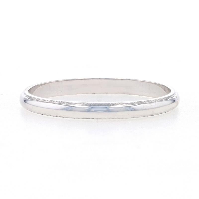 Women's or Men's White Gold Wedding Band - 18k Milgrain Ring For Sale