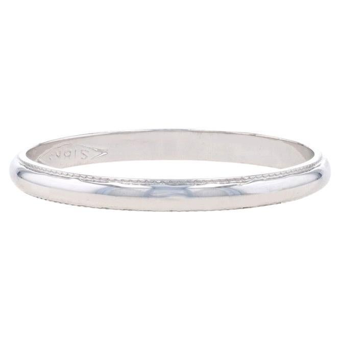 White Gold Wedding Band - 18k Milgrain Ring For Sale