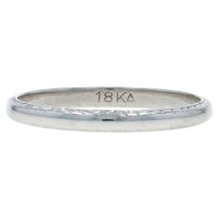 White Gold Wedding Band - 18k Vintage Ring SZ 6