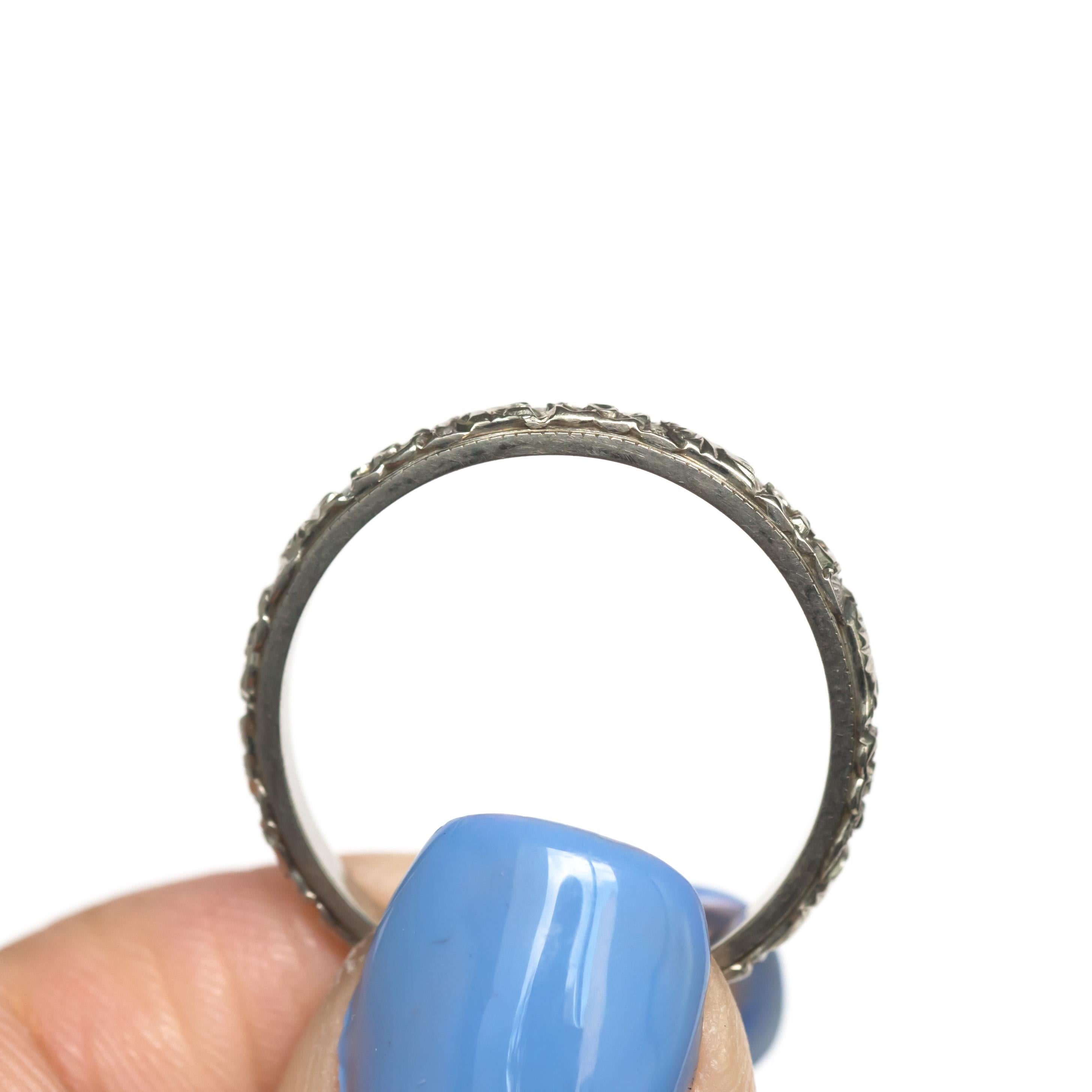 Art Deco White Gold Wedding Band