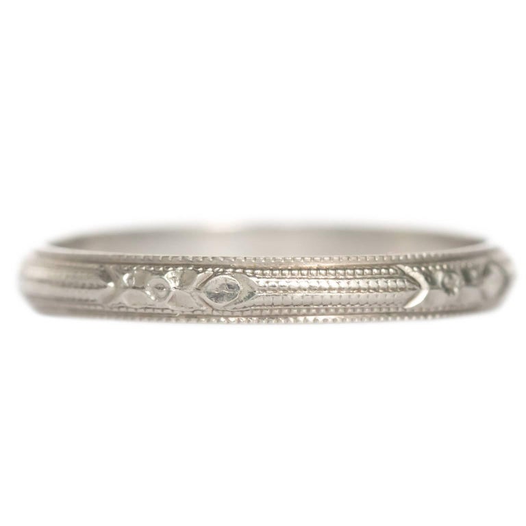 White Gold Wedding Band For Sale at 1stDibs