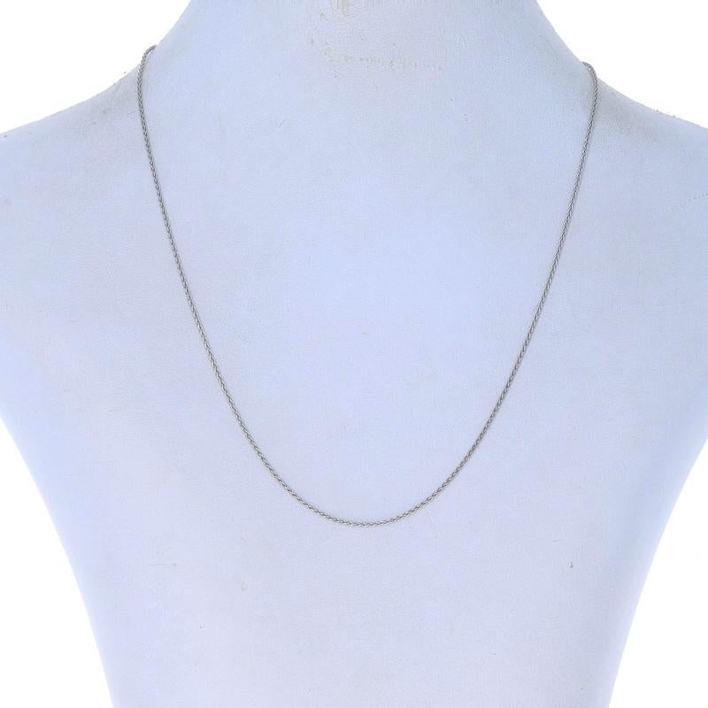 Metal Content: 18k White Gold

Chain Style: Wheat
Necklace Style: Chain
Fastening Type: Spring Ring Clasp

Measurements

Length: 15 3/4