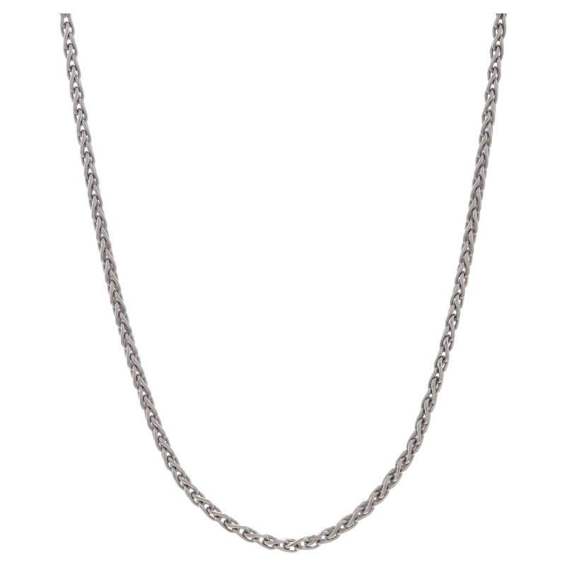 White Gold Wheat Chain Necklace 15 3/4" - 18k For Sale