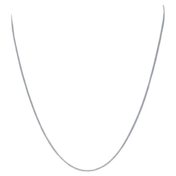 White Gold Wheat Chain Necklace 18" - 14k For Sale