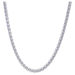 White Gold Wheat Chain Necklace 23 3/4" - 14k Italy
