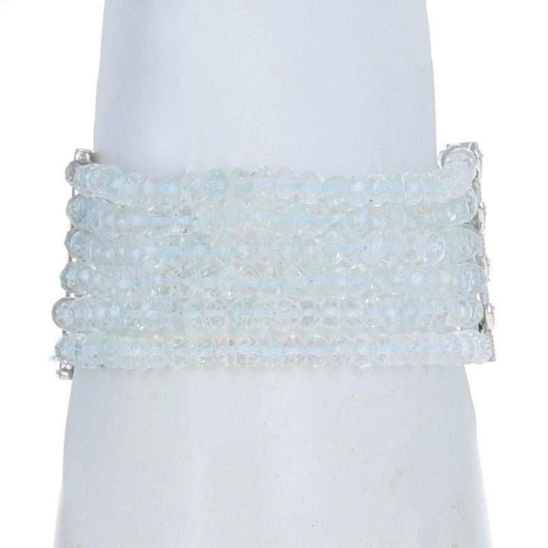 Perle Bracelet en or blanc avec perles de béryl blanc et diamant 6 1/4