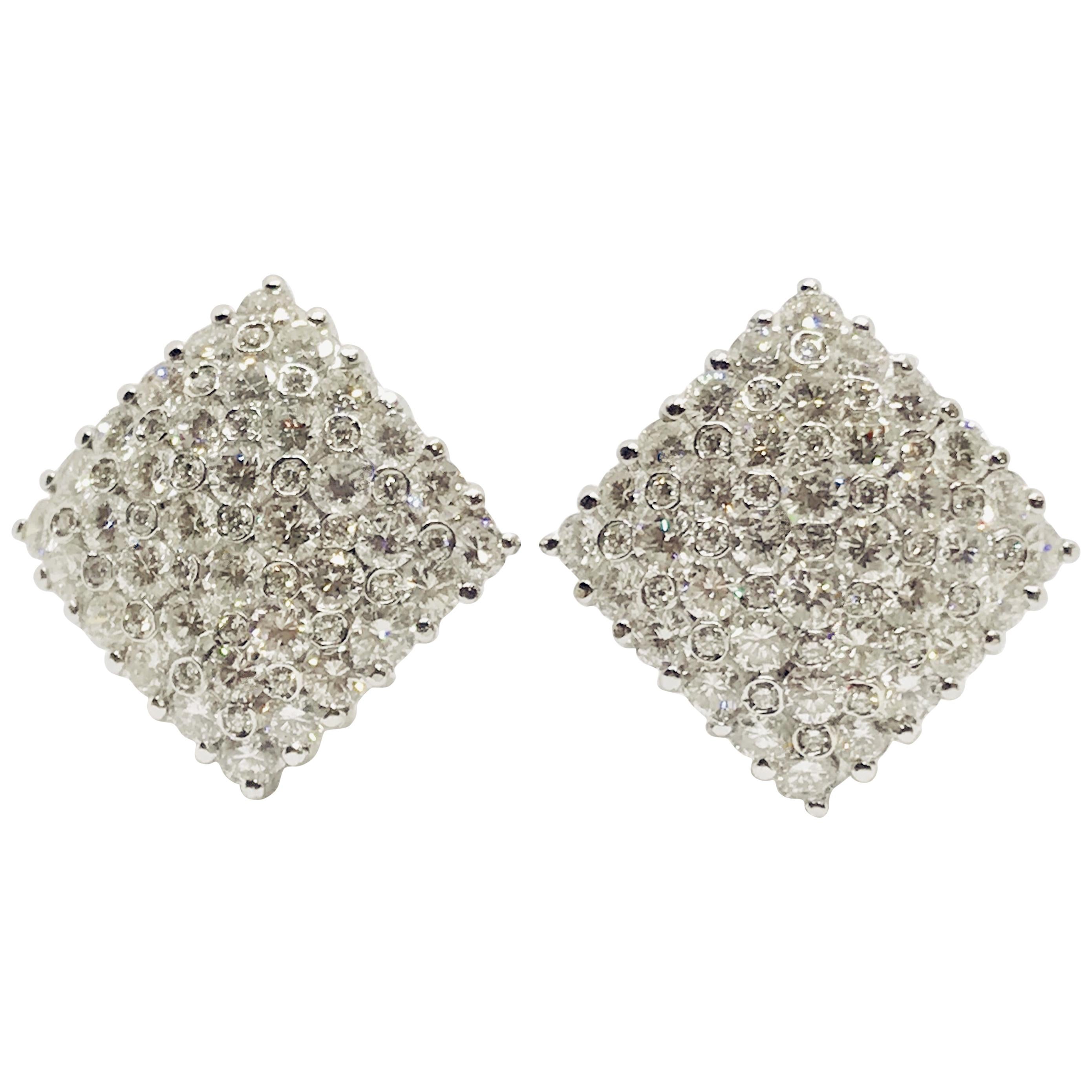 White Gold White Diamond Earrings For Sale