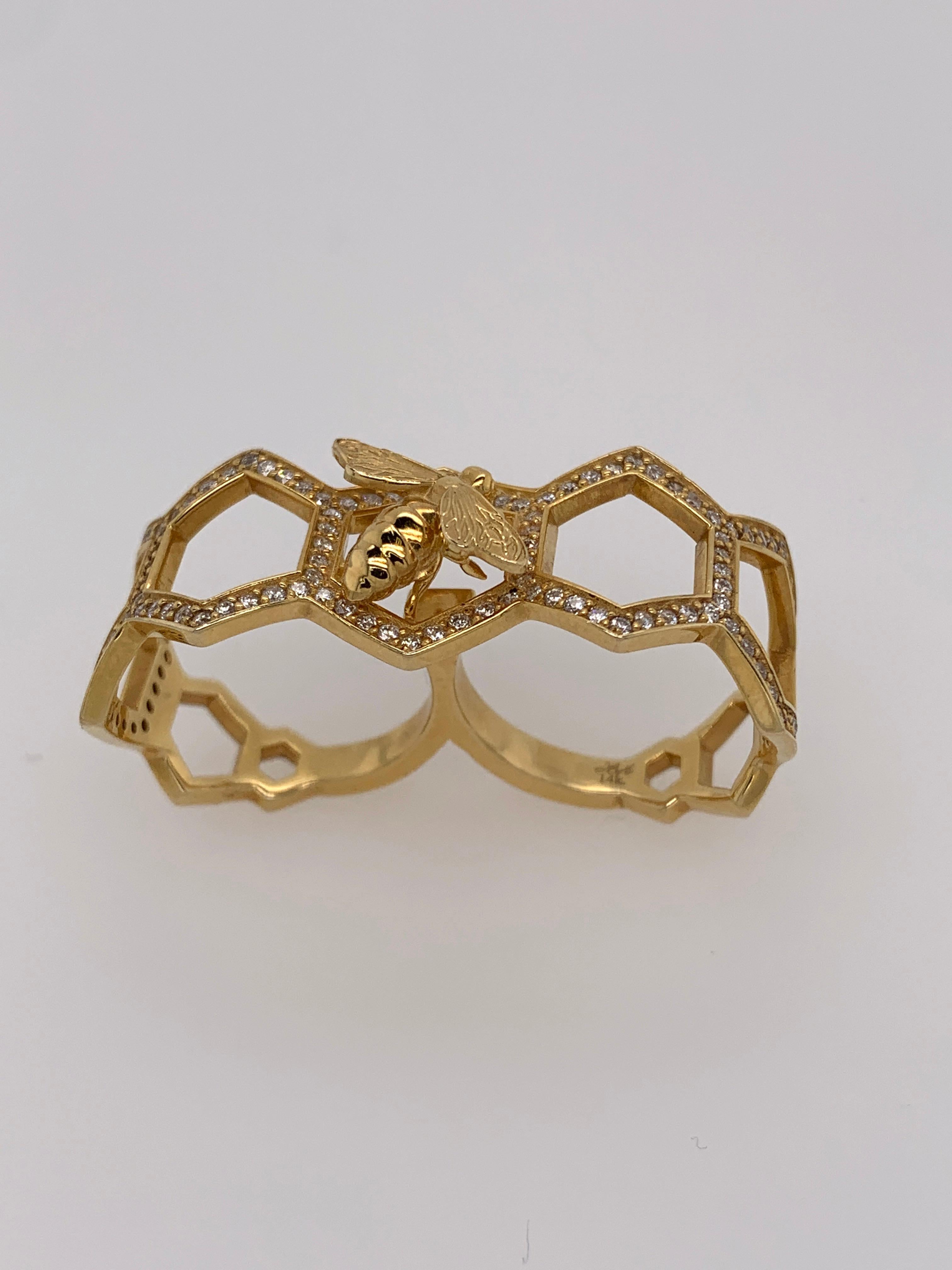 Women's White Gold White Diamond Ring, Bee Ring For Sale
