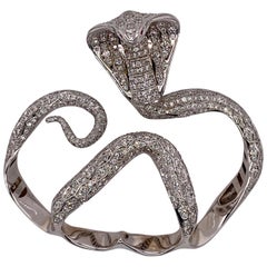 White Gold White Diamond Ring, Cobra Snake Ring