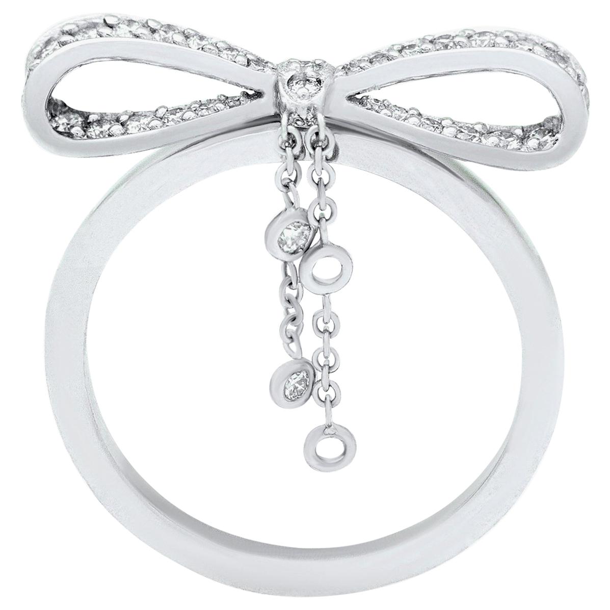 White Gold White Diamond Ring, Ribbon Ring For Sale