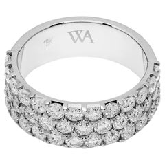 White Gold White Diamond Three-Row Ring