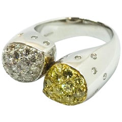 White Gold White Diamond Yellow Diamond Ring Band