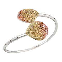 Pulsera Oro Blanco Diamantes Rosa Naranja Zafiros Amarillos AENEA Jewellery