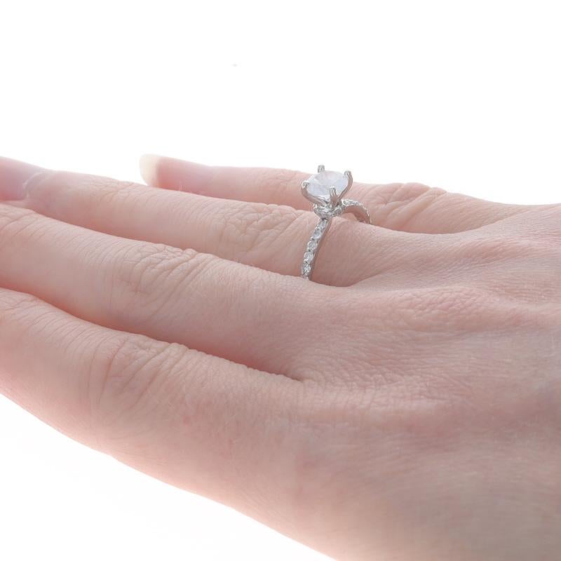 Donna Anello di fidanzamento con zaffiro e diamante nascosto in oro bianco - 14k Rd 1,35ctw in vendita