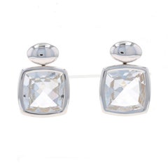 Boucles d'oreilles pendantes en or blanc - 18k Square Cushion 11.80ctw Pierce