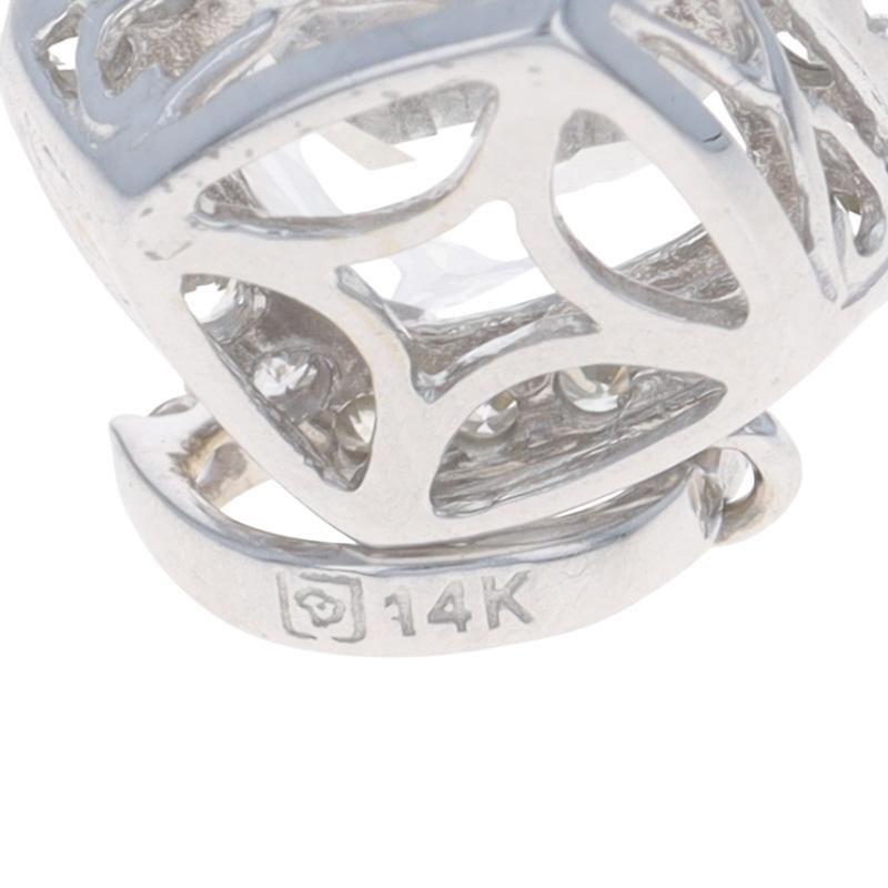 Ciondolo aureola in oro bianco - 14k Cuscino e rotondo 7,75ctw in vendita 1