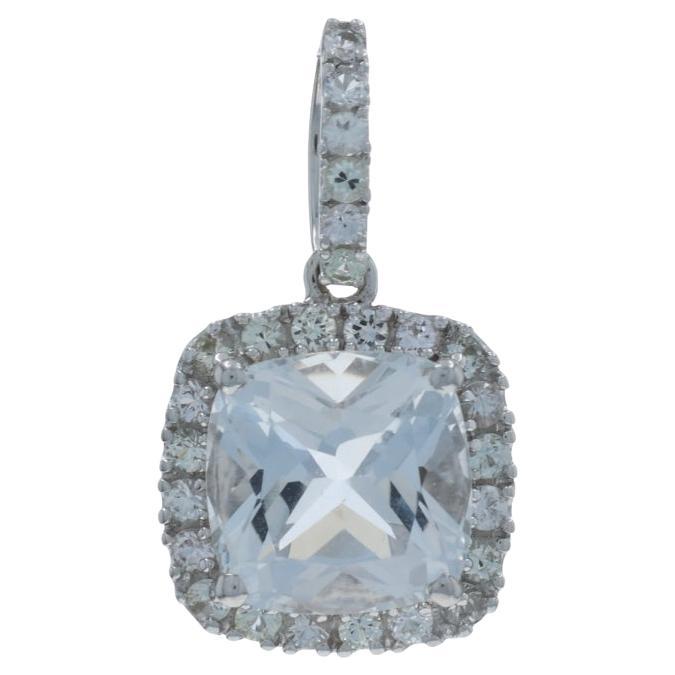 Ciondolo aureola in oro bianco - 14k Cuscino e rotondo 7,75ctw