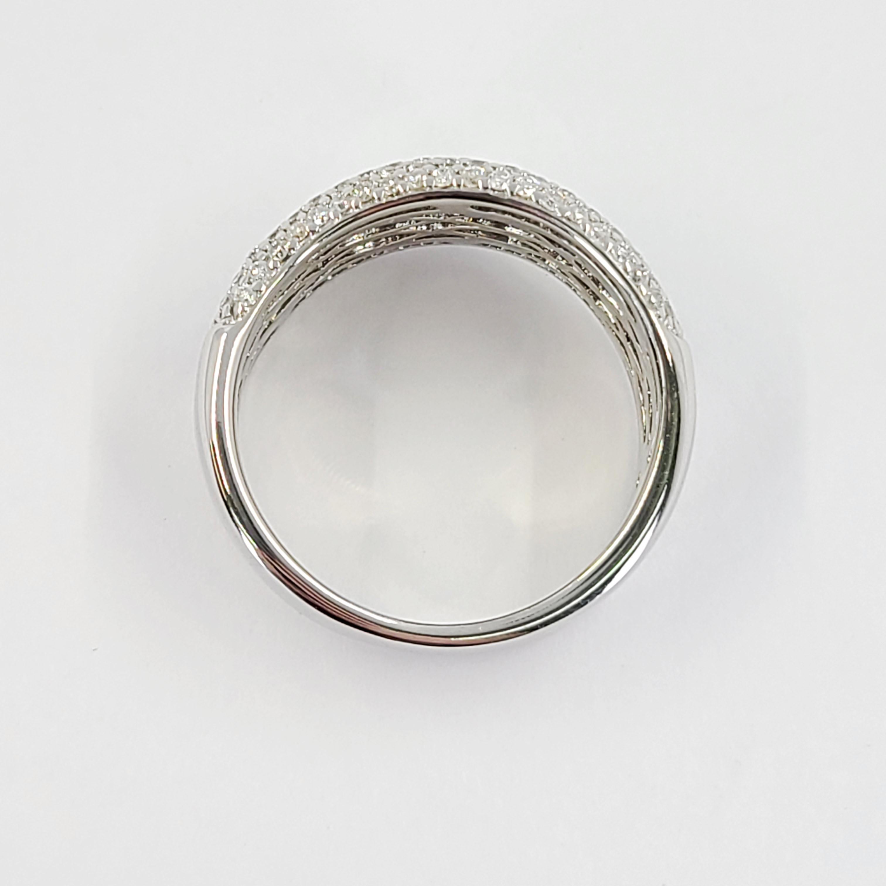 White Gold Wide Micropave Diamond Band Ring In Good Condition For Sale In Coral Gables, FL
