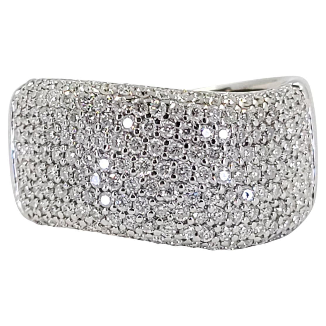 White Gold Wide Micropave Diamond Band Ring For Sale