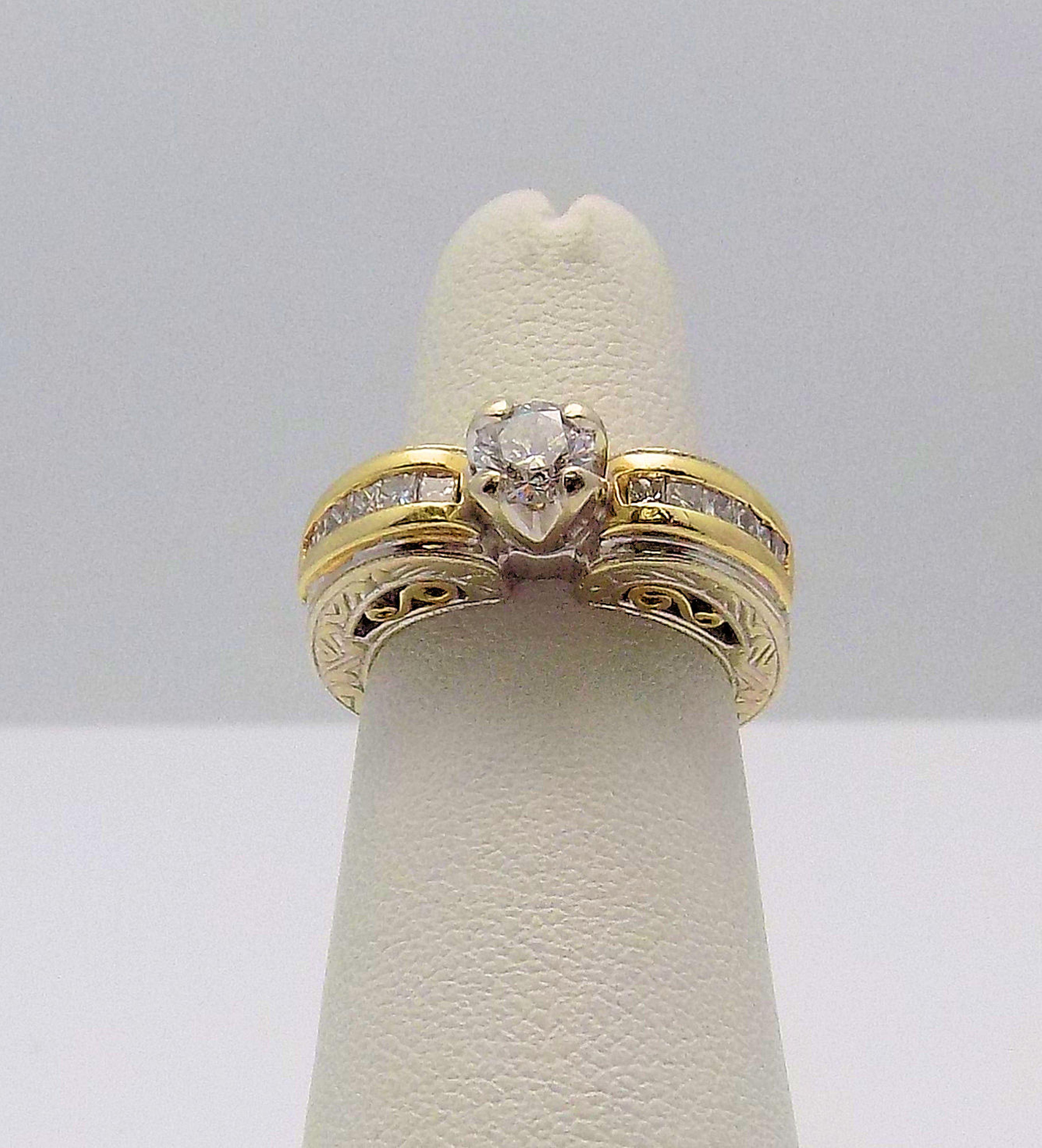 Belle Époque White Gold/Yellow Gold Cathedral Diamond Engagement Ring