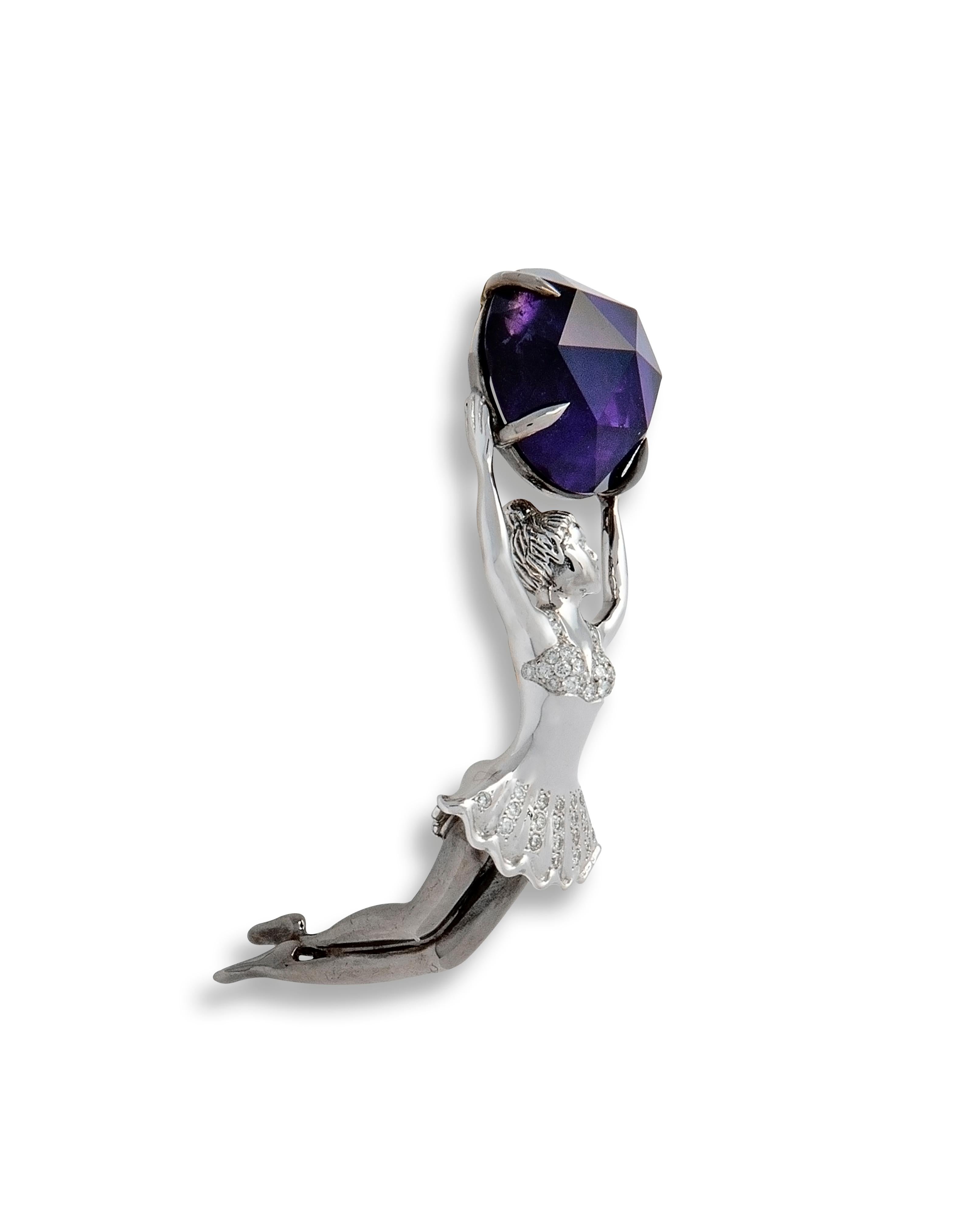 Paving: White Diamonds 0,24ct.; Amethysts 9,25ct.
Material: White Gold 750; Yellow Gold 750; Silver 925; Black Rhodium

Matching Ring available. For further information please contact us. 

AENEA's MAGGIE & RUDI Collection

Exceptional Earrings with