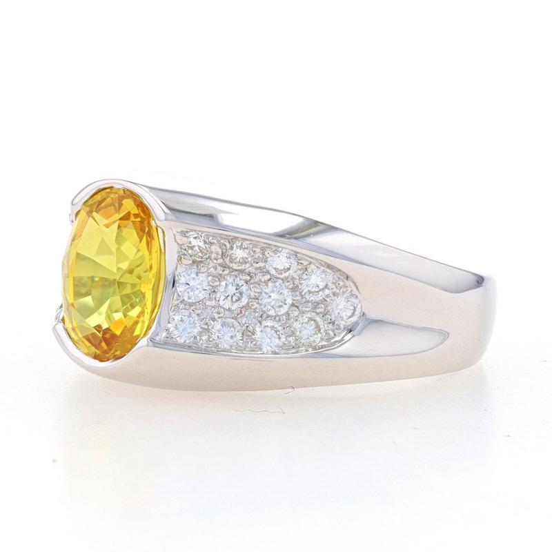 Anillo de Oro Blanco con Zafiro Amarillo y Diamantes - 18k Oval 2.71ctw Corte oval en venta