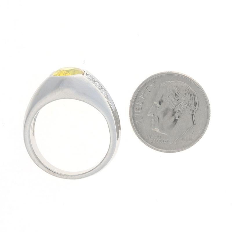 De las mujeres Anillo de Oro Blanco con Zafiro Amarillo y Diamantes - 18k Oval 2.71ctw en venta