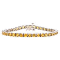 White Gold Yellow Sapphire Tennis Bracelet 6 3/4" - 14k Round 9.15ctw