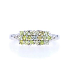 Cluster-Ring aus Weißgold mit Zirkon, Chrysoberyll und Saphir - 14k Rundschliff