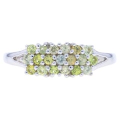 White Gold Zircon, Chrysoberyl, & Sapphire Cluster Ring - 14k Round Cut