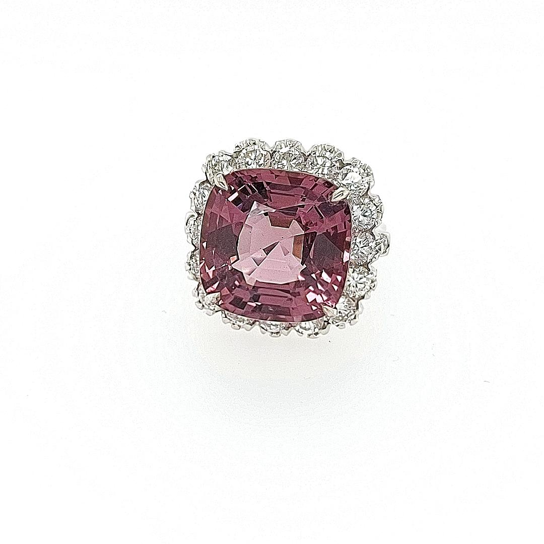 18kt Solid White Gold Diamond Ring 15.80ct Natural Pink N/H Spinel  3