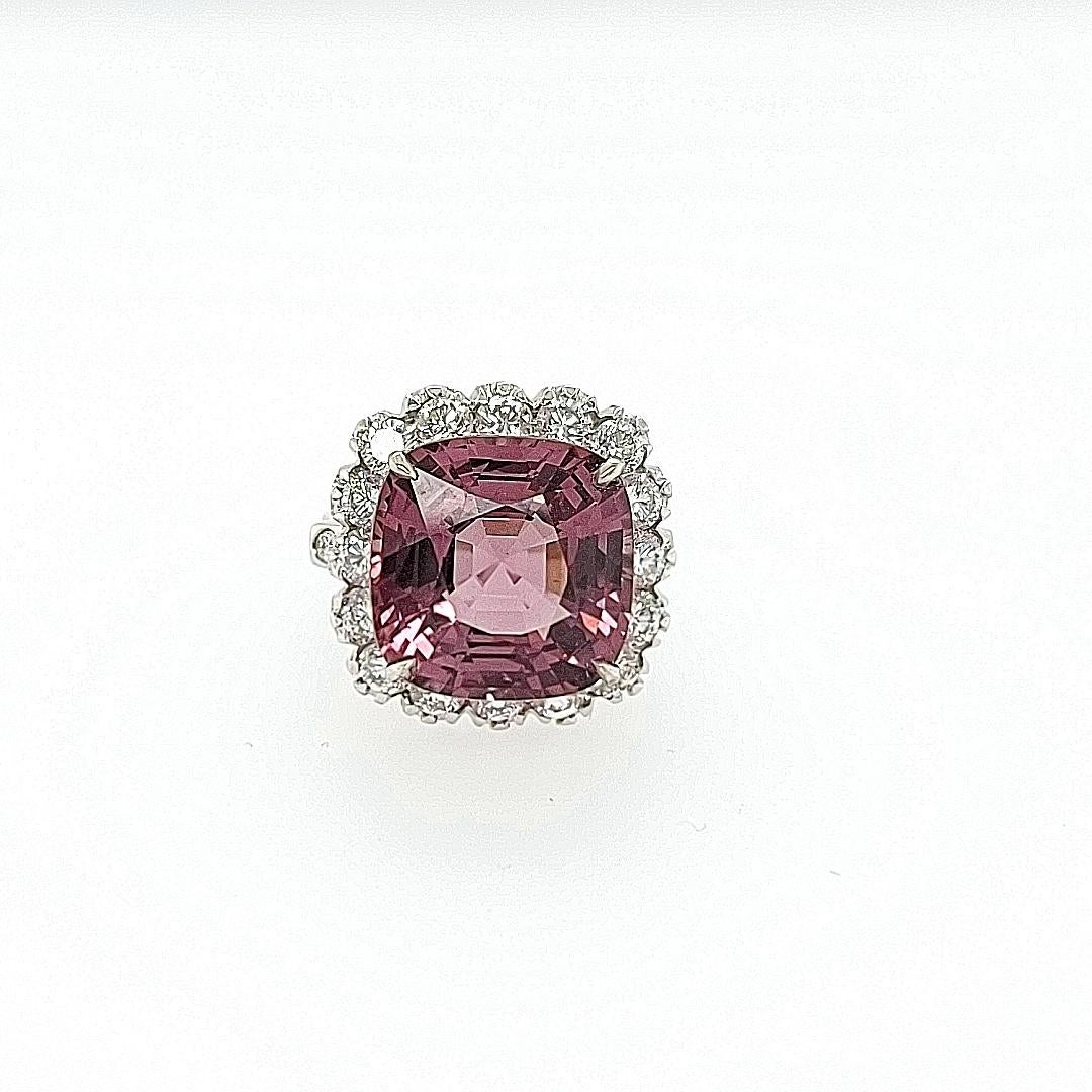 18kt Solid White Gold Diamond Ring 15.80ct Natural Pink N/H Spinel  4