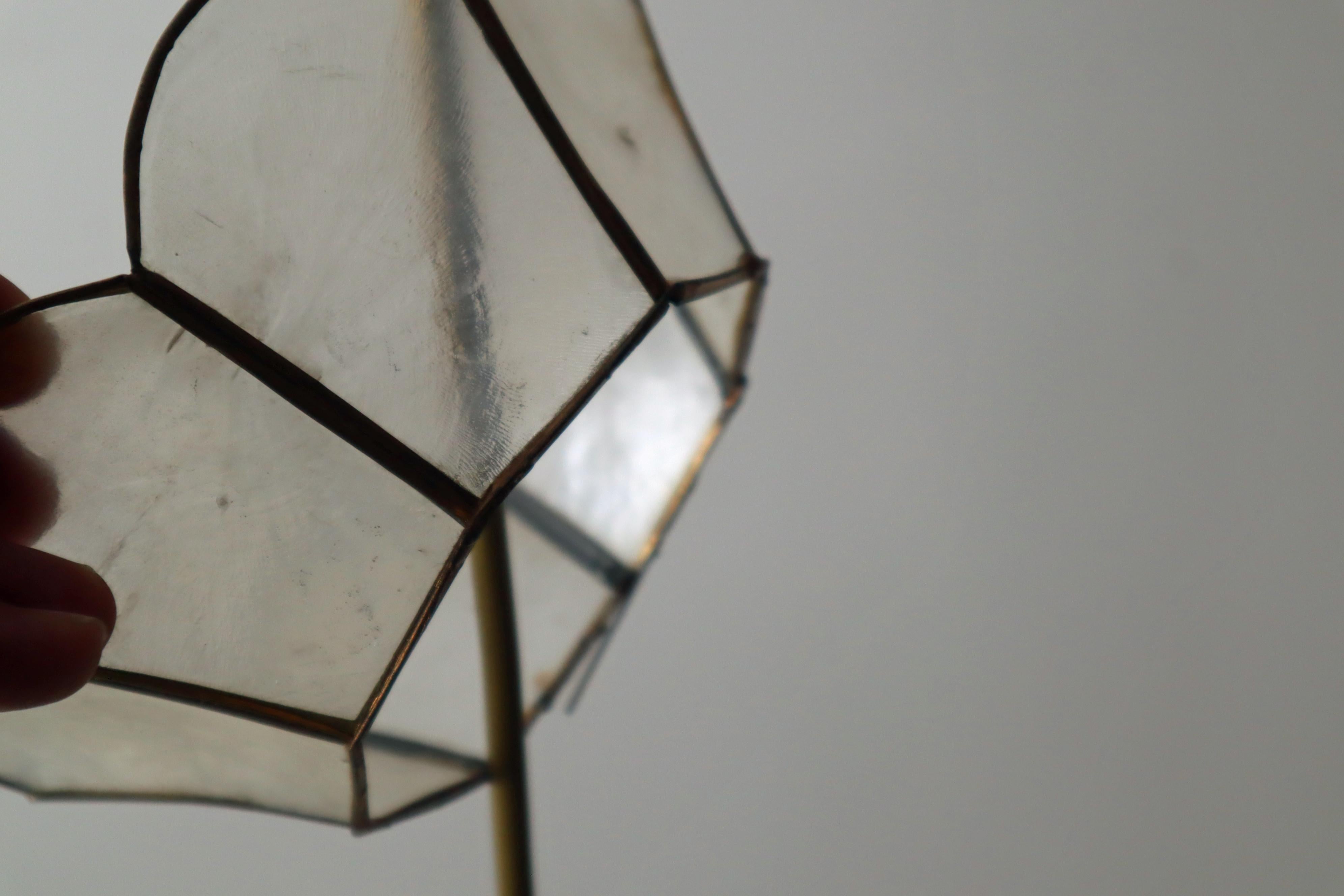 White golden Capiz sea shell lamp 1970s 5