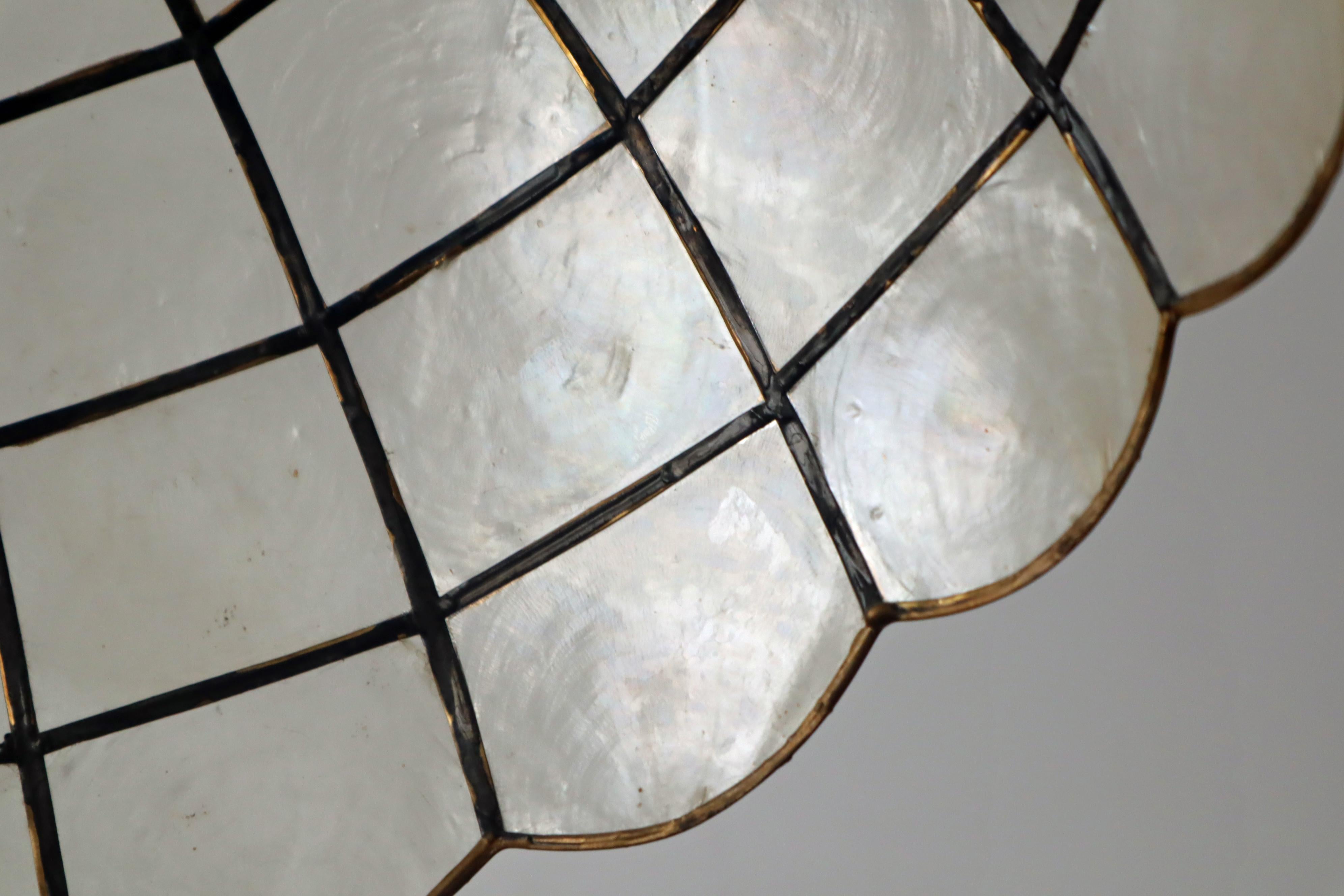 White golden Capiz sea shell lamp 1970s 8