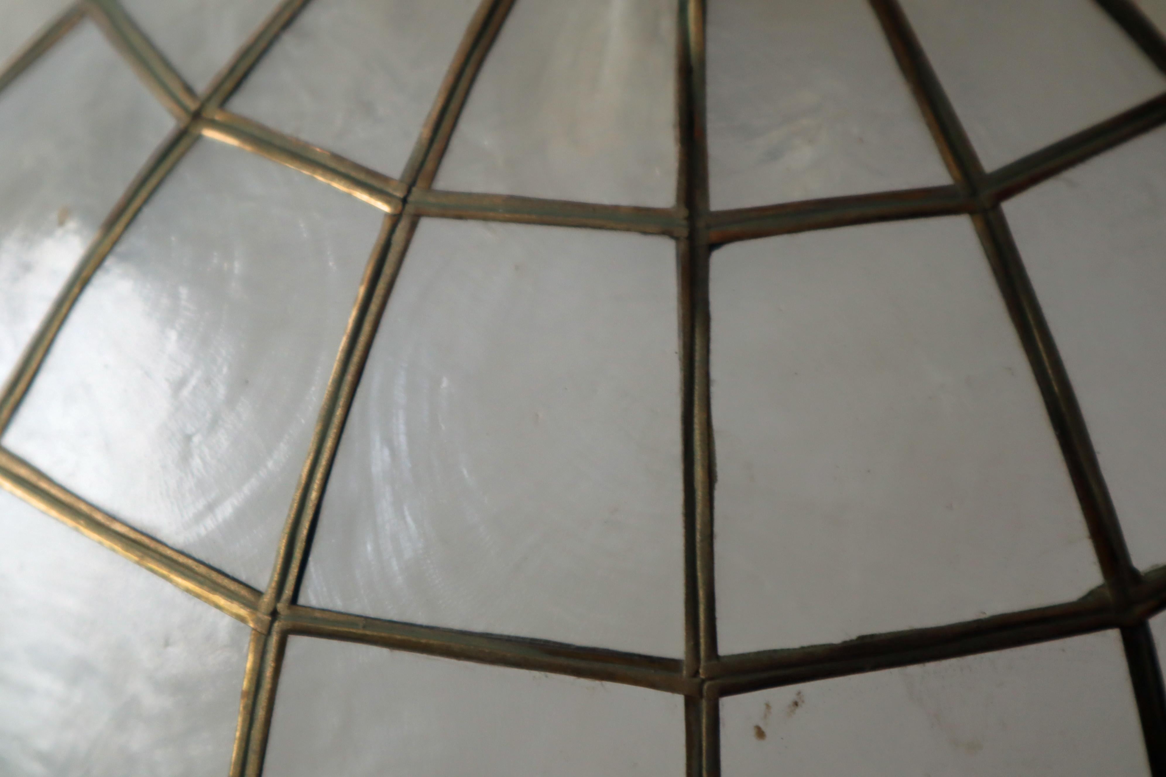 White golden Capiz sea shell lamp 1970s 9