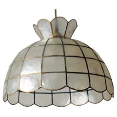 White golden Capiz sea shell lamp 1970s