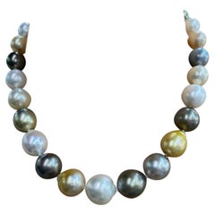 White Golden South Sea Tahitian Baroque Pearl Necklace Bracelet 14 Karat Gold
