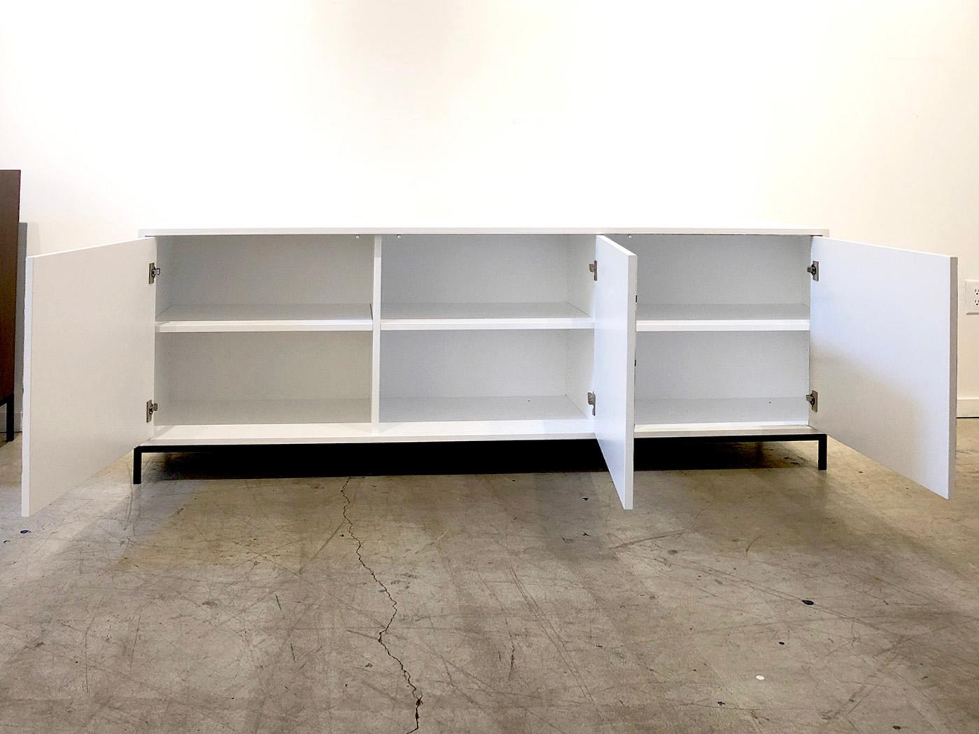Modern White Graffiti Credenza by Morgan Clayhall, mix media artwork on doors For Sale