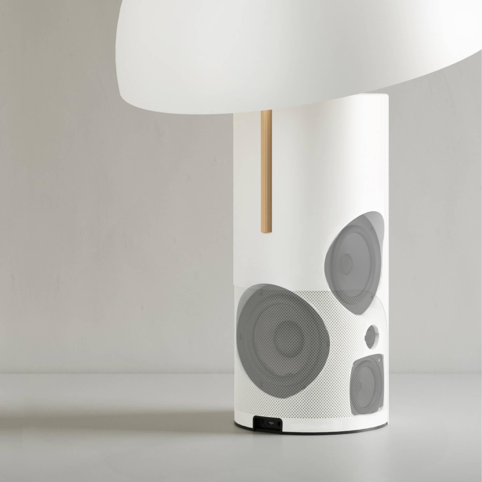 French White Grande Alto Speaker Lamp by JAUNE STUDIO For Sale