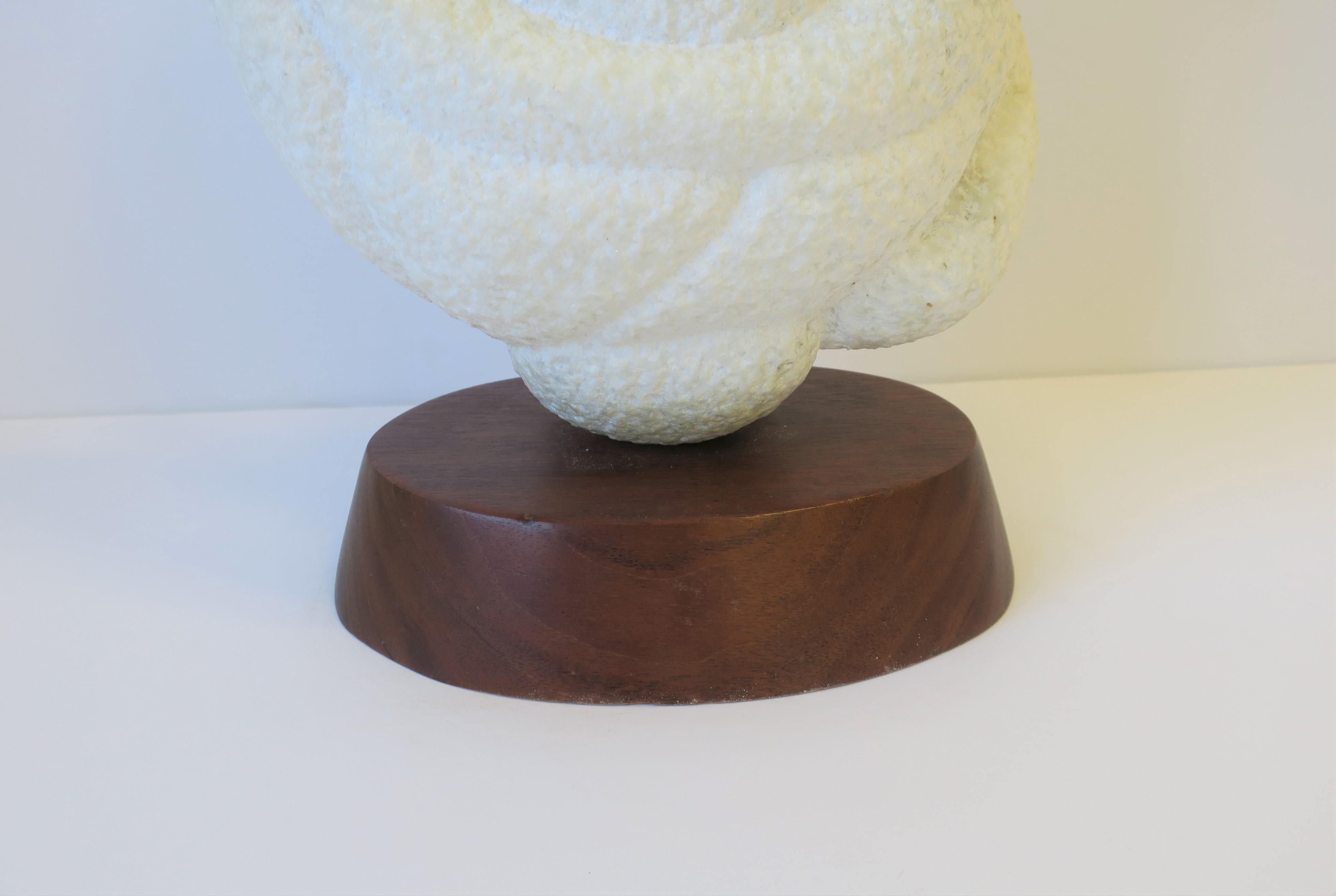 White Granite Marble Abstract Sculpture on Wood Base 7