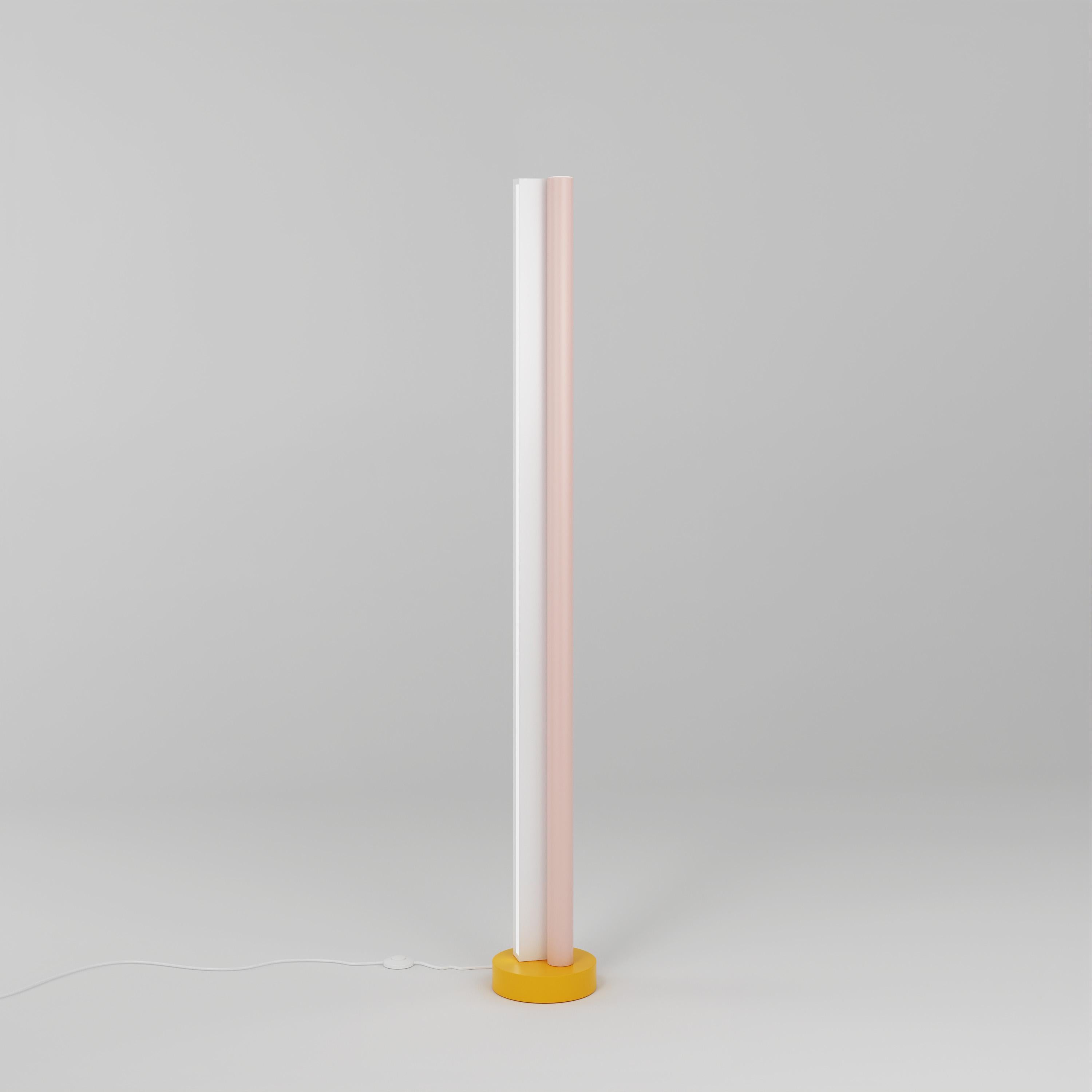 German White, Green, and Light Blue Tube and Rectangle Floor Light by Atelier Areti For Sale
