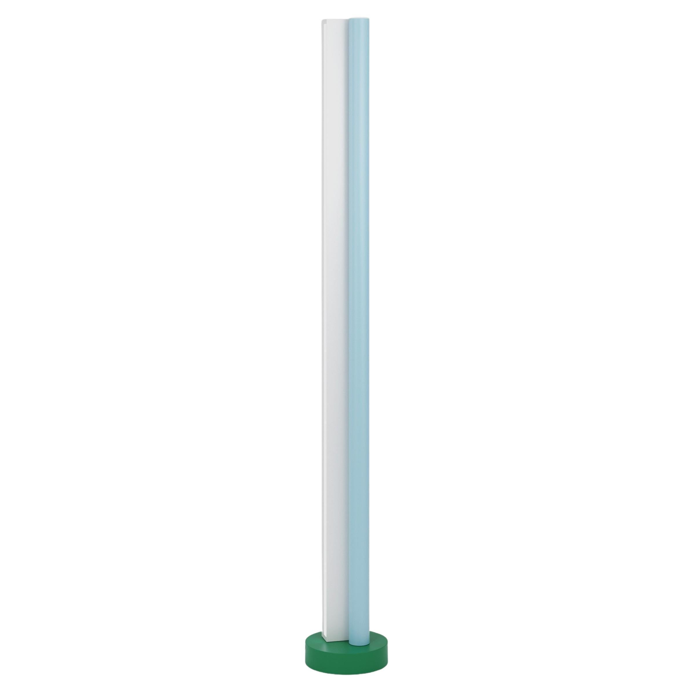 White, Green, and Light Blue Tube and Rectangle Floor Light by Atelier Areti For Sale