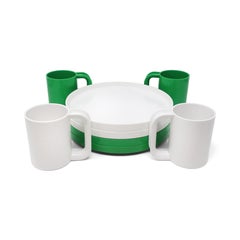 White & Green Dinnerware by Vignelli for Heller, Set of 8