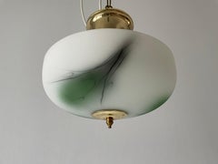 White-Green Glass Dome Shaped Semi-Flush Mount Light, 1950s, Sweden