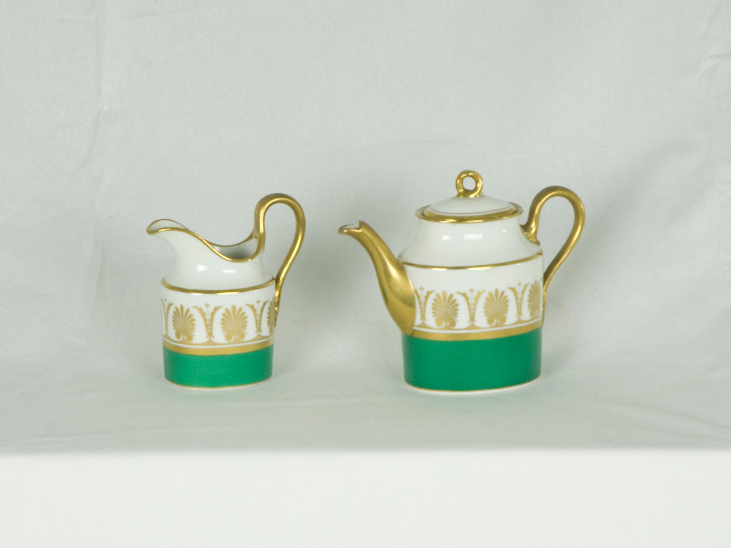 White, Green & Gold Ceramic '60s Coffee Service Attr. to Gio Ponti for Ginori 7