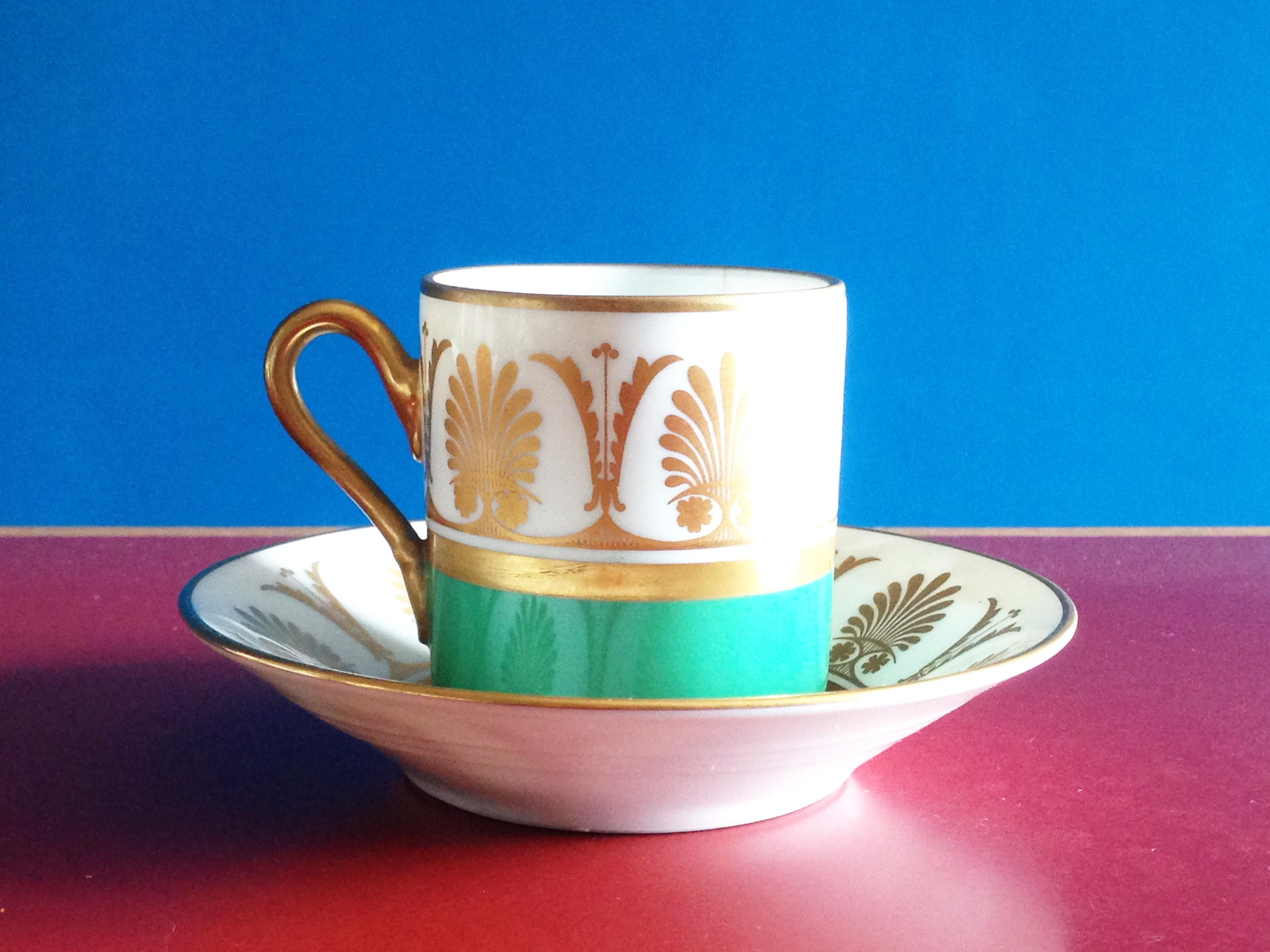 White, Green & Gold Ceramic '60s Coffee Service Attr. to Gio Ponti for Ginori In Good Condition In Varese, Lombardia
