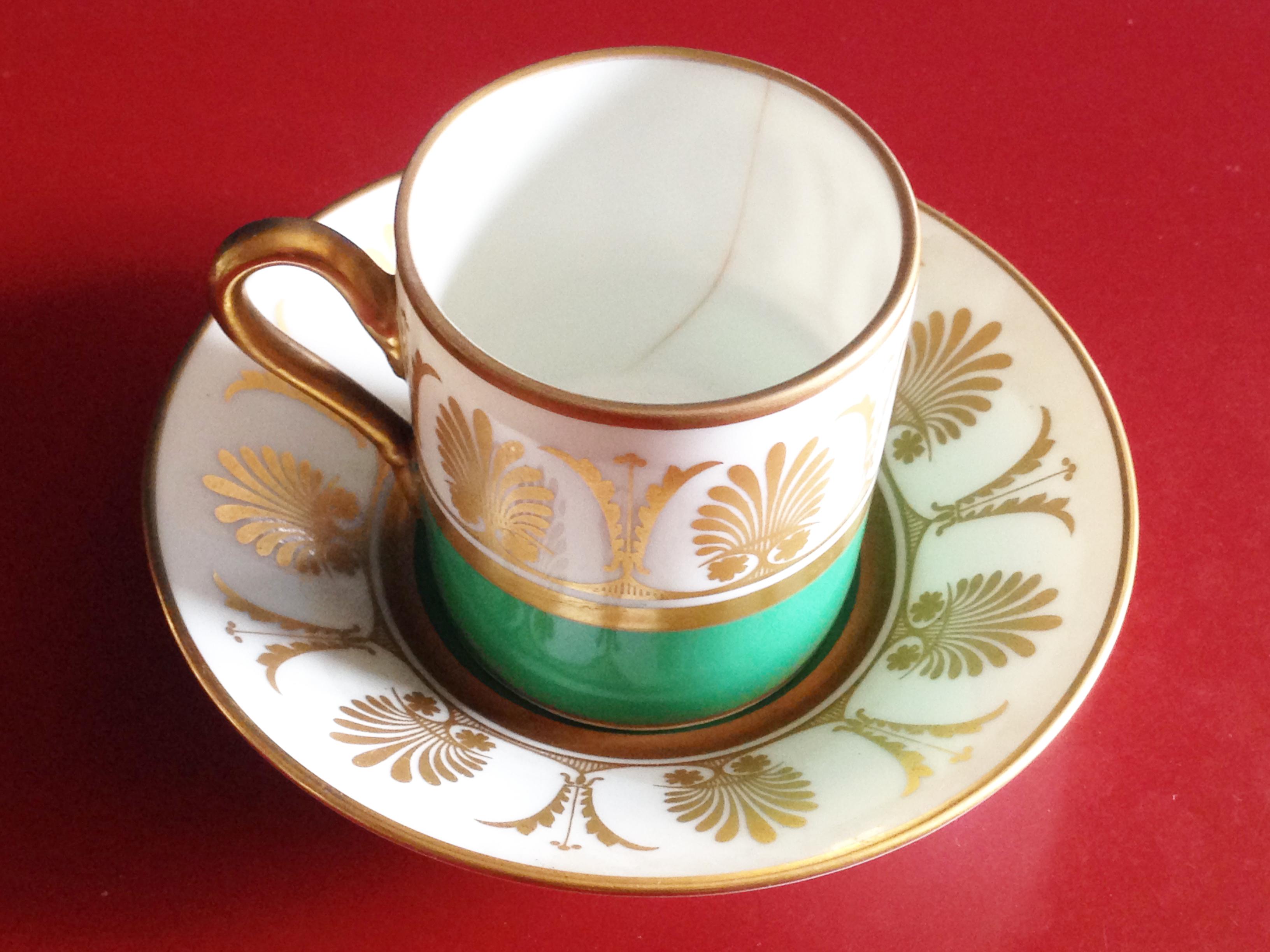 20th Century White, Green & Gold Ceramic '60s Coffee Service Attr. to Gio Ponti for Ginori