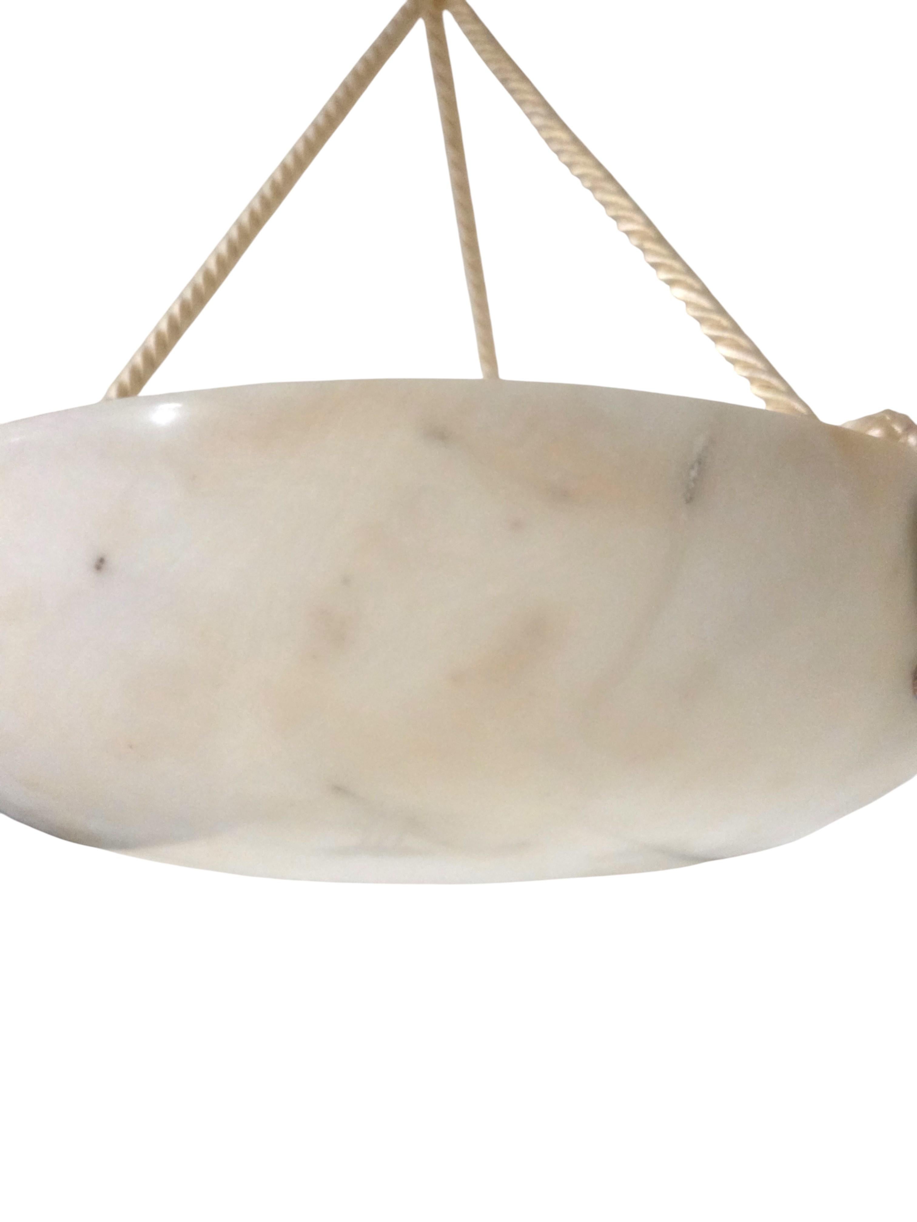 White + grey alabaster coupe w/ original alabaster canopy and decorative mounts For Sale 2