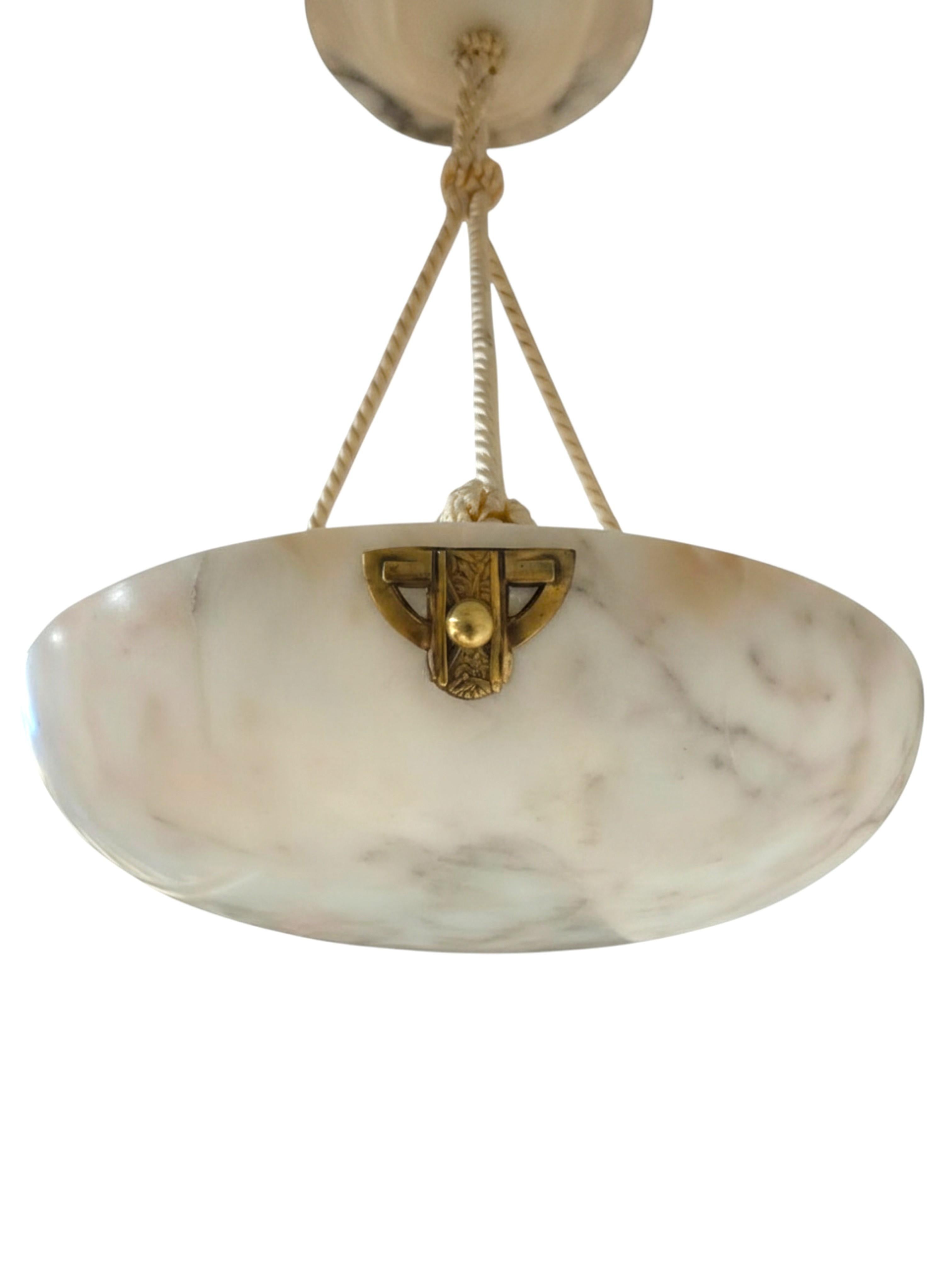 Cord White + grey alabaster coupe w/ original alabaster canopy and decorative mounts For Sale